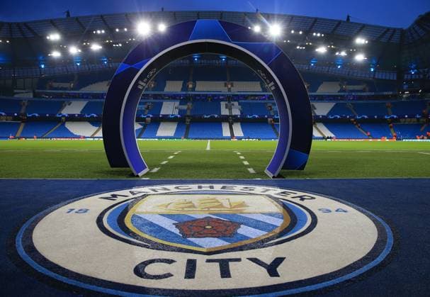 6th March 2024; Etihad Stadium, Manchester, England; Champions League Football, Round of 16, Manchester City versus Copenhagen; a view of the UEFA Champions League arch at the exit of the players& x2019; tunnel  ActionPlus12615711 DavidxBlunsden