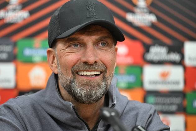 Head Coach Jurgen Klopp attends the press conference, PK, Pressekonferenz of the Liverpool FC prior to the Europa League semifinal opening match: AC Sparta Praha vs Liverpool FC, in Prague, Czech Republic, on March 6, 2024. (CTKxPhoto MichaelaxRihova) CTKPhotoP2024030609152  CTKPhotoP2024030609152