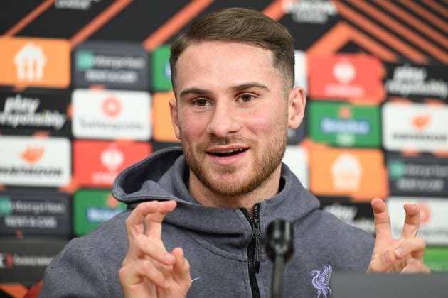 Player Alexis Mac Allister attends the press conference, PK, Pressekonferenz of the Liverpool FC prior to the Europa League semifinal opening match: AC Sparta Praha vs Liverpool FC, in Prague, Czech Republic, on March 6, 2024. (CTKxPhoto MichaelaxRihova) CTKPhotoP2024030609180  CTKPhotoP2024030609180