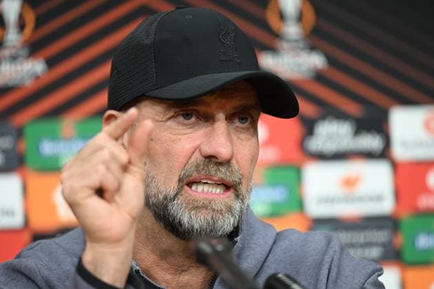 Sport Bilder des Tages Head Coach Jurgen Klopp attends the press conference, PK, Pressekonferenz of the Liverpool FC prior to the Europa League semifinal opening match: AC Sparta Praha vs Liverpool FC, in Prague, Czech Republic, on March 6, 2024. (CTKxPhoto MichaelaxRihova) CTKPhotoP2024030609249  CTKPhotoP2024030609249