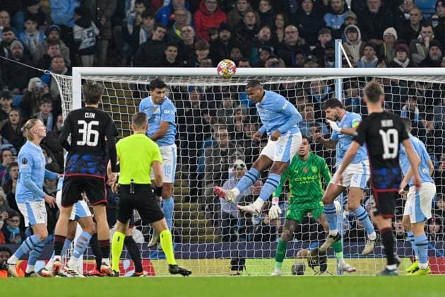 UEFA Champions League Manchester City v F.C. Copenhagen Manuel Akanji of Manchester City heads clear during the UEFA Champions League match Manchester City vs F.C. Copenhagen at Etihad Stadium, Manchester, United Kingdom, 6th March 2024 (Photo by Cody Froggatt News Images) Copyright: xCodyxFroggatt NewsxImagesx
