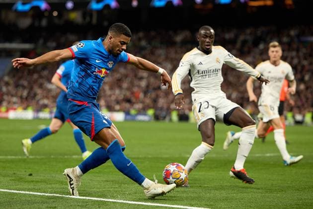 Benjamin Henrichs of RB Leipzig in action during the UEFA Champions League match between Real Madrid v RB Leipzig at Santiago Bernabeu on March 6, 2024 in Madrid (Photo by: LGM) FOOTBALL : Real Madrid vs RB Leipzig - UEFA Ligue des Champions - 06 03 2024 LGM Panoramic 