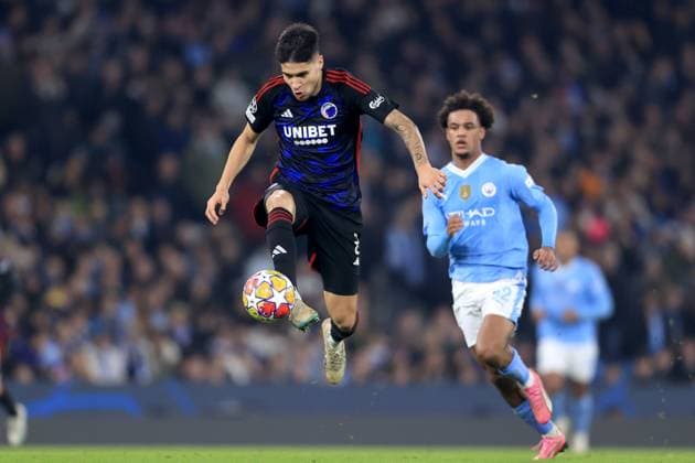 UEFA Champions League - Manchester City v FC Copenhagen 06 March 2024 - UEFA Champions League - Round of 16 (2nd Leg) - Manchester City v FC Copenhagen - Kevin Diks of FC Copenhagen - Photo: Simon Stacpoole Offside. Manchester UK Copyright: xSimonxStacpoolexOffside