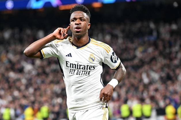 Madrid, Estadio Santiago Bernabeu, 06.03.24, GER, Herren, UEFA Champions League, Saison 2023-2024, Achtelfinale, Real Madrid CF - RB Leipzig Bild: VINICIUS JUNIOR (Real Madrid) jubelt nach seinem Tor zum 1:0 Only for editorial use! UEFA regulations prohibit any use of photographs as image sequences and or quasi-video. Spanien