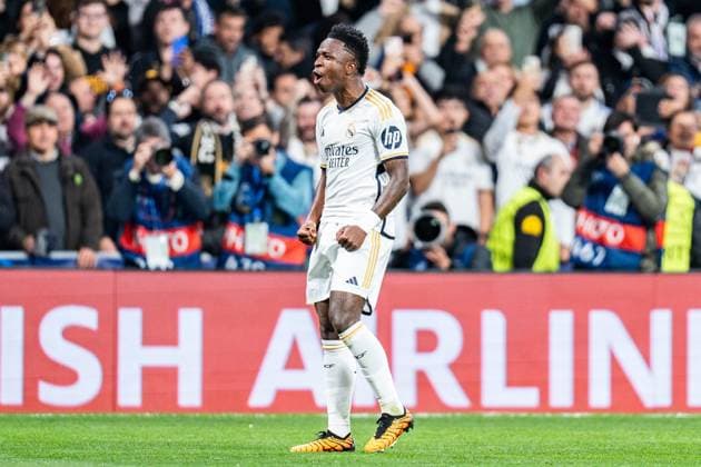 Tor zum 1:0 durch Vinicius Junior (Real Madrid, 7) Real Madrid vs. RB Leipzig, Fussball, UEFA Champions League, Achtelfinale, 06.03.2024 Real Madrid vs. RB Leipzig, Fussball, UEFA Champions League, Achtelfinale, 06.03.2024 Madrid Copyright: xEibner-Pressefoto BahhoxKarax EP_BKA