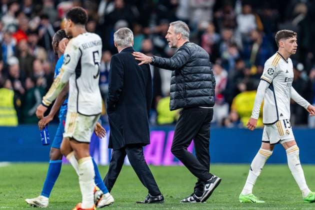 Marco Rose (RB Leipzig, Chef-Trainer) Carlo Ancelotti (Real Madrid, Chef-Trainer) Real Madrid vs. RB Leipzig, Fussball, UEFA Champions League, Achtelfinale, 06.03.2024 Real Madrid vs. RB Leipzig, Fussball, UEFA Champions League, Achtelfinale, 06.03.2024 Madrid Copyright: xEibner-Pressefoto BahhoxKarax EP_BKA