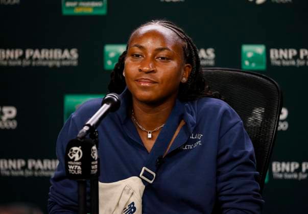 March 06, 2024 Coco Gauff speaks during a press conference, PK, Pressekonferenz at the BNP Paribas Open tennis tournament. CSM Indian Wells United States of America - ZUMAc04_ 20240306_zma_c04_012 Copyright: xCharlesxBausx