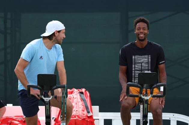 Gael Monfils and Lucas Pouille (Fra) TENNIS : Indian Wells 2024 - 06 03 2024 AntoineCouvercelle Panoramic 