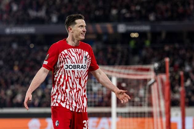 UEFA Europa League: SC Freiburg - West Ham United; 07.03.2024 Jubel zum 1:0 durch Michael Gregoritsch (SC Freiburg, 38) UEFA Europa League: SC Freiburg - West Ham United, Freiburg, Europa Park Stadion am 07.03.2024 Copyright: xBEAUTIFULxSPORTS Wunderlx
