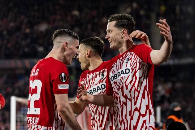 UEFA Europa League: SC Freiburg - West Ham United; 07.03.2024 Jubel zum 1:0 durch Michael Gregoritsch (SC Freiburg, 38) UEFA Europa League: SC Freiburg - West Ham United, Freiburg, Europa Park Stadion am 07.03.2024 Copyright: xBEAUTIFULxSPORTS Wunderlx