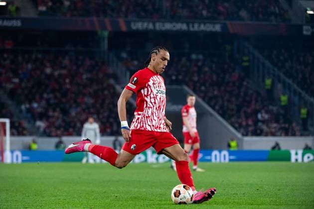 Kiliann Sildillia (SC Freiburg, 25) am Ball, GER, SC Freiburg vs West Ham United, Fussball UEFA Europa League, Achtelfinale Hinspiel, Saison 2023 2024, 07.03.2024 GER, SC Freiburg vs West Ham United, Fussball UEFA Europa League, Achtelfinale Hinspiel, Saison 2023 2024, 07.03.2024 Freiburg Copyright: xEibner-Pressefoto Memmlerx EP_MMR