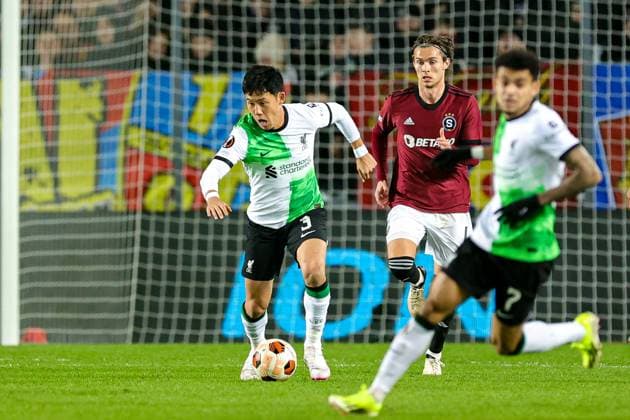Liverpool s Wataru Endo in action during the Europa League match between Sparta Prague and Liverpool at epet ARENA, Prague, Czech Republic on 7 March 2024. Noxthirdxpartyxsales  (246507032)