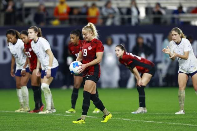 RECORD DATE NOT STATED Concacaf W Gold Cup 2024 Canada 2-2 United States Adriana Leon of Can during the Semifinals match between Canada and United States (USA) as part of the Concacaf Womens Gold Cup 2024, at Snapdragon Stadium on March 06, 2024 in San Diego, California, United States. SAN DIEGO CALIFORNIA UNITED STATES  Copyright: xUlisesxNaranjox 20240307005134_CWGC_2024_SF_CAN_USA_LEON280