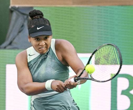 Tennis: BNP Paribas Open Naomi Osaka of Japan plays against Sara Errani of Italy in the first round of the women s singles at the BNP Paribas Open tennis tournament in Indian Wells, California, on March 7, 2024.  A14AA0002572369P