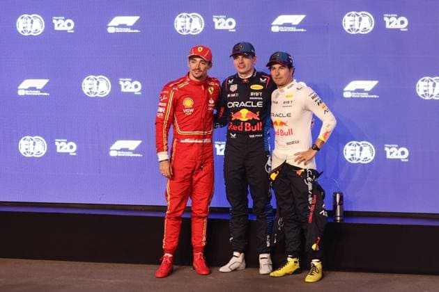 F1 Saudi Arabian Grand Prix 2024 Qualifying Charles Leclerc of Ferrari, Max Verstappen and Sergio Perez of Red Bull Racing after qualifying ahead of the Formula 1 Saudi Arabian Grand Prix at Jeddah Corniche Circuit in Jeddah, Saudi Arabia on March 8, 2024. Jeddah Saudi Arabia  Copyright: xJakubxPorzyckix originalFilename:porzycki-f1saudia240308_npsQc.jpg