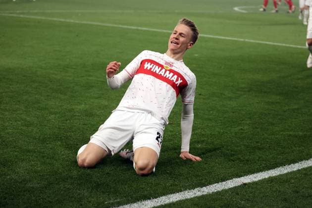 08.03.24 VfB Stuttgart - 1. FC Union Berlin Deutschland, Stuttgart, 08.03.2024, Fussball, Bundesliga, VfB Stuttgart - 1. FC Union Berlin: Chris Führich (VfB Stuttgart); Jubel Tor 2:0 Führich.