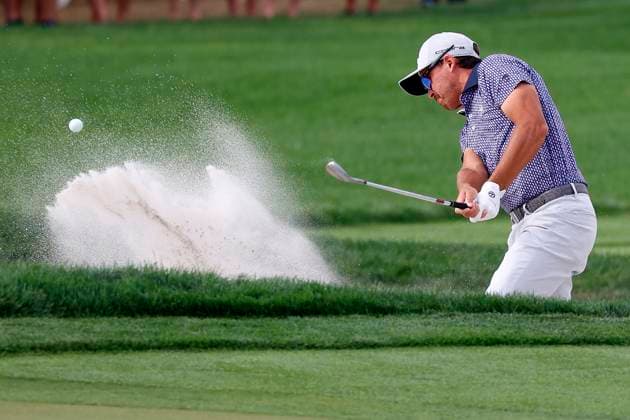 ORLANDO, FL - MARCH 08: PGA, Golf Herren golfer Rickie Fowler hits out of a sand trap on the 9th hole during the Arnold Palmer Invitational presented by MasterCard at the Arnold Palmer s Bay Hill Club & Lodge on March 8, 2024, in Orlando, Florida. (Photo by Brian Spurlock Icon Sportswire) GOLF: MAR 08 PGA Arnold Palmer Invitational presented by Mastercard EDITORIAL USE ONLY Icon240308110