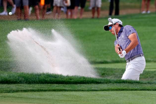 ORLANDO, FL - MARCH 08: PGA, Golf Herren golfer Rickie Fowler hits out of a sand trap on the 9th hole during the Arnold Palmer Invitational presented by MasterCard at the Arnold Palmer s Bay Hill Club & Lodge on March 8, 2024, in Orlando, Florida. (Photo by Brian Spurlock Icon Sportswire) GOLF: MAR 08 PGA Arnold Palmer Invitational presented by Mastercard EDITORIAL USE ONLY Icon240308111