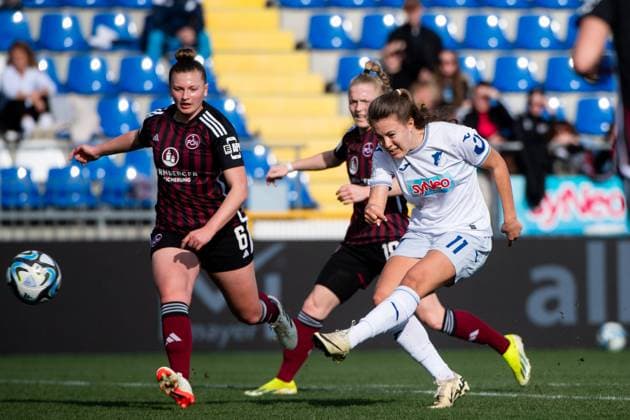 Mara Alber (TSG Hoffenheim, 11) trifft das Tor zum 1:0, GER, TSG 1899 Hoffenheim vs 1. FC Nuernberg, Fussball Google Pixel Frauen Bundesliga, 15. Spieltag, Saison 2023 2024, 09.03.2024 DFB regulations prohibit any use of photographs as image sequences and or quasi-video GER, TSG 1899 Hoffenheim vs 1. FC Nuernberg, Fussball Google Pixel Frauen Bundesliga, 15. Spieltag, Saison 2023 2024, 09.03.2024 Hoffenheim Copyright: xEibner-Pressefoto Memmlerx EP_MMR