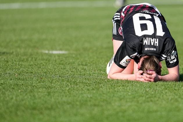 Vanessa Haim (FCN, 19), Spielerin, Spielerinnen vom 1. FC Nürnberg, enttäuscht schauend, Enttäuschung, Frustration, disappointed, pessimistisch, Aktion, Action, Spielszene, 09.03.2024, Sinsheim (Hoffenheim) (Deutschland), Fussball, Google Pixel Frauen-Bundesliga, TSG 1899 Hoffenheim - 1. FC Nürnberg, DFB DFL REGULATIONS PROHIBIT ANY USE OF PHOTOGRAPHS AS IMAGE SEQUENCES AND OR QUASI-VIDEO.