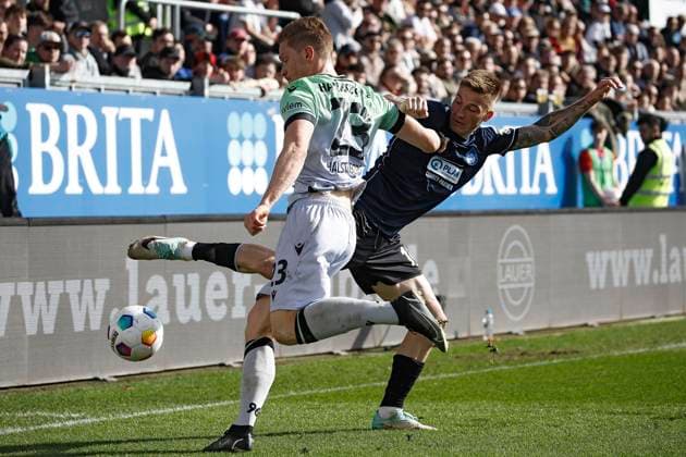 09.03.2024, xavx, Fussball 2.Bundesliga, SV Wehen Wiesbaden - Hannover 96 emspor, v.l. Marcel Halstenberg (Hannover 96), Franko Kovacevic (SV Wehen Wiesbaden) (DFL DFB REGULATIONS PROHIBIT ANY USE OF PHOTOGRAPHS as IMAGE SEQUENCES and or QUASI-VIDEO) Wiesbaden