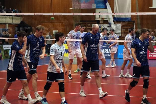 Volleyball Bundesliga Herren, ASV Dachau vs. VFB Friedrichshafen, 09.03.2024 Volleyball Bundesliga Herren, ASV Dachau (blau) vs. VFB Friedrichshafen (weiss), Hauptrunde, München, 09.03.2024 Bild: ASV Dachau (blau) vs. VFB Friedrichshafen (weiss) Copyright: xBEAUTIFULxSPORTS NilsxKoepkex