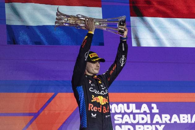 VERSTAPPEN Max (ned), Red Bull Racing RB20, portrait podium during the Formula 1 STC Saudi Arabian Grand Prix 2024, 2nd round of the 2024 Formula One World Championship, WM, Weltmeisterschaft from March 7 to 9, 2024 on the Jeddah Corniche Circuit, in Jeddah, Saudi Arabia - F1 - SAUDI ARABIAN GRAND PRIX 2024 DPPI Panoramic  240309_R02_SAUDI_XB3_1653