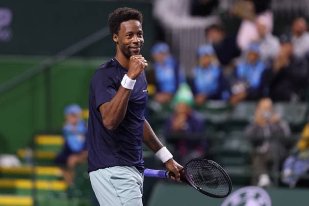 Gael Monfils defeating Hubert Hurkacz (Pol) TENNIS : Indian Wells 2024 - 09 03 2024 AntoineCouvercelle Panoramic 