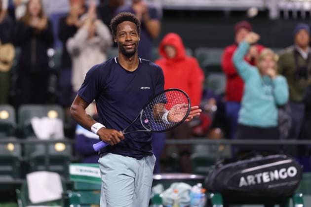 Gael Monfils defeating Hubert Hurkacz (Pol) TENNIS : Indian Wells 2024 - 09 03 2024 AntoineCouvercelle Panoramic 