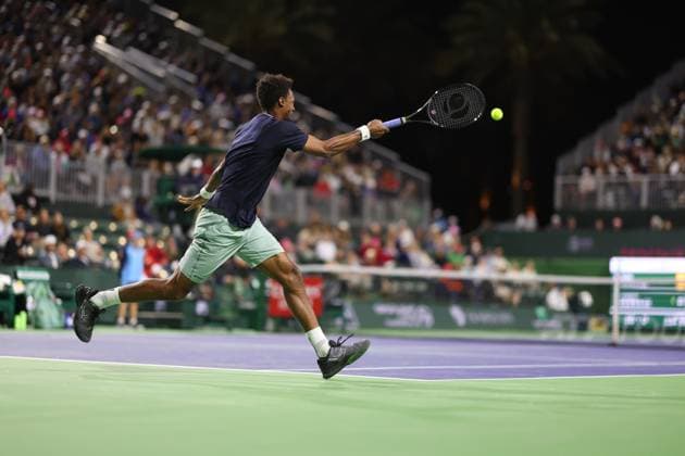 Gael Monfils defeating Hubert Hurkacz (Pol) TENNIS : Indian Wells 2024 - 09 03 2024 AntoineCouvercelle Panoramic 