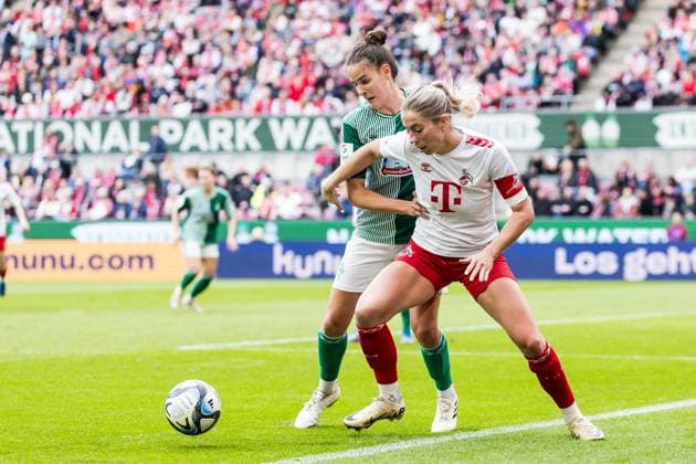 GOOGLE PIXEL Frauen Bundesliga: 1. FC Köln - SV Werder Bremen; 10.03.2024 Zweikampf Hanna Nemeth (SV Werder Bremen, 23), Sharon Beck (1. FC Köln, 10) GOOGLE PIXEL Frauen Bundesliga: 1. FC Köln - SV Werder Bremen, Köln, RheinEnergieStadion am 10.03.2024 DFB REGULATIONS PROHIBIT ANY USE OF PHOTOGRAPHS AS IMAGE SEQUENCES AND OR QUASI-VIDEO. Copyright: xBEAUTIFULxSPORTS Wunderlx