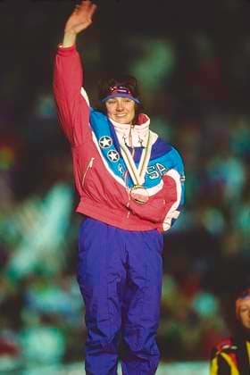 1992 Winter Olympics Speed skating, Eisschnelllauf Bonnie Blair (USA) wins the old medal in the Women s 500m at the 1992 Olympic Winter games, Winterspiele,Spiele, Summer games Albertville L anneau de vitesse France Copyright: xPaulxJ.xSutton DUOMO PCNx OL9201 SP0002
