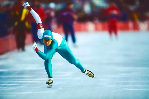 1992 Winter Olympics Speed skating, Eisschnelllauf Emese Hunyady (AUT) competing in the Women s 1500m at the 1992 Olympic Winter games, Winterspiele,Spiele, Summer games Albertville L anneau de vitesse France Copyright: xStevenxE.xSutton DUOMO PCNx OL9202 SP0002