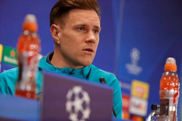 Sport Themen der Woche KW11 Sport Bilder des Tages March 11, 2024, Barcellona, Naples, SPAIN: Marc-Andro ter Stegen during press conference, PK, Pressekonferenz on the eve of their UEFA Champions League 2 leg round of 16 football match against SSC Napoli at the Joan Gamper training ground in Sant Joan Despi, near Barcelona, on March 11, 2023 Barcellona SPAIN - ZUMAl131 20240311_zsp_l131_005 Copyright: xCiroxDexLucax