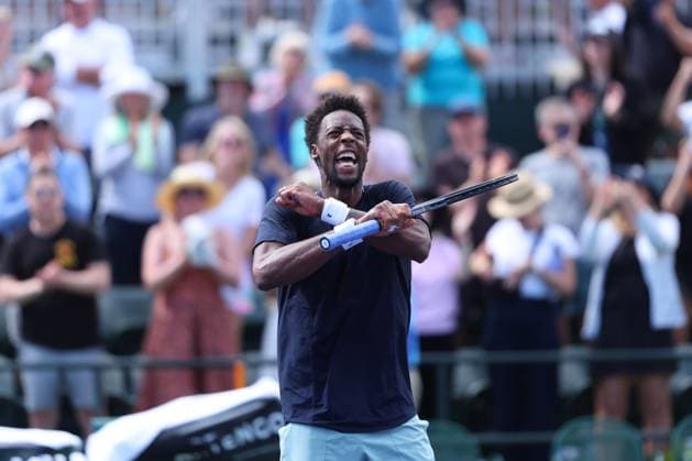Sport Themen der Woche KW11 Sport Bilder des Tages Gael Monfils defeated Cameron Norrie TENNIS : Indian Wells 2024 - 11 03 2024 AntoineCouvercelle Panoramic 