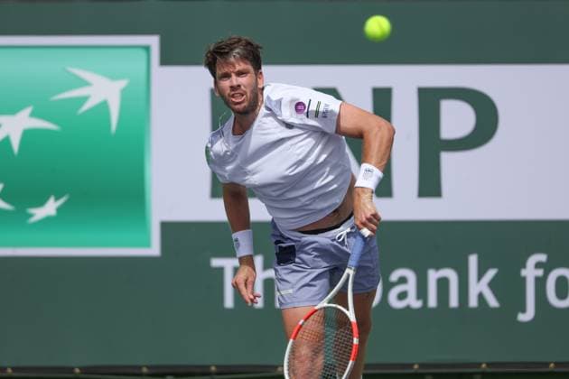 INDIAN WELLS, CA - MARCH 11: Cameron Norrie (GBR) serves during the BNP Paribas Open on March 11, 2024 at Indian Wells Tennis Garden in Indian Wells, CA. (Photo by George Walker Icon Sportswire) TENNIS: MAR 11 BNP Paribas Open EDITORIAL USE ONLY Icon240311043