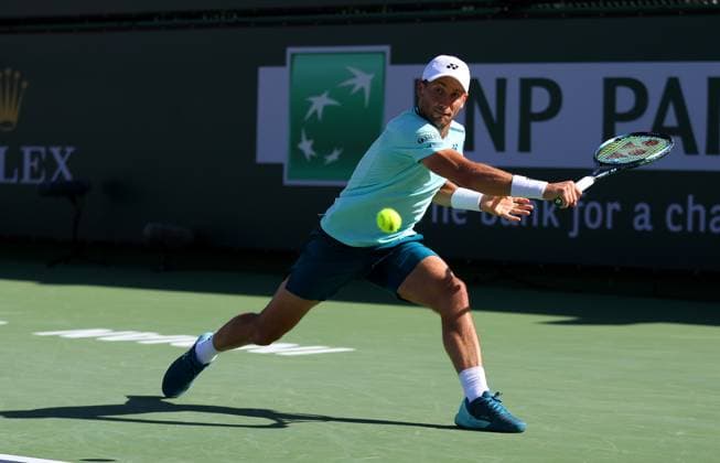 Casper Ruud of Norway in action BNP Paribas Open, Tennis, Day 6, Indian Wells Tennis Garden, California, USA - 11 Mar 2024  Copyright: xEllaxLing Shutterstockx 14381616cv