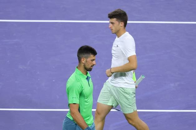 Luca Nardi (Ita) defeated Novak Djokovic (Ser) TENNIS : Indian Wells 2024 - 11 03 2024 AntoineCouvercelle Panoramic 