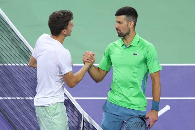 Luca Nardi (Ita) defeated Novak Djokovic (Ser) TENNIS : Indian Wells 2024 - 11 03 2024 AntoineCouvercelle Panoramic 