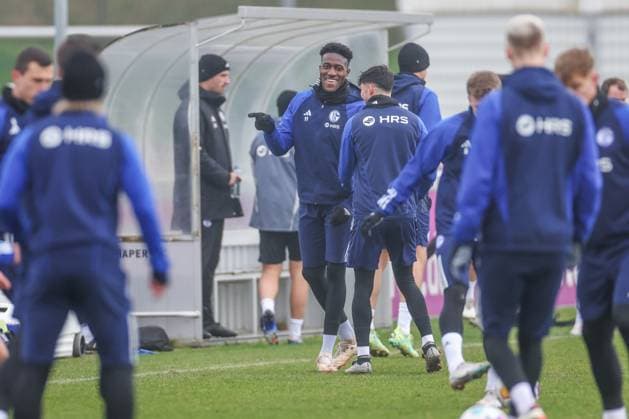 12.03.2024, Fussball, Saison 2023 2024, 2. Bundesliga, Training FC Schalke 04, Bryan Lasme (FC Schalke 04) Gelsenkirchen Veltins Arena NRW Deutschland xRHR-FOTO TRx
