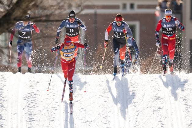 Sport Themen der Woche KW11 Sport Bilder des Tages 240312 James Clinton Schoonmaker of United States, Michal Novak of Czech Republic, Antoine Cyr of Canada, Ansgar Evensen of Norway and Harald ostberg Amundsen of Norway compete in men s classic technique sprint quarter final during the FIS Cross-Country World Cup on March 12, 2024 in Drammen. Photo: Mathias Bergeld BILDBYRAN kod MB MB0887 skidor cross-country skiing langrenn världscupen fis cross country world cup sprint bbeng *** 240312 James Clinton Schoonmaker of United States, Michal Novak of Czech Republic, Antoine Cyr of Canada, Ansgar Evensen of Norway and Harald ostberg Amundsen of Norway compete in men s classic technique sprint quarter final during the FIS Cross Country World Cup on March 12, 2024 in Drammen Photo Mathias Bergeld BILDBYRAN kod MB MB0887 skidor cross country skiing langrenn världscupen fis cross country world cup sprint bbeng  Copyright: MATHIASxBERGELD BB240312MB174