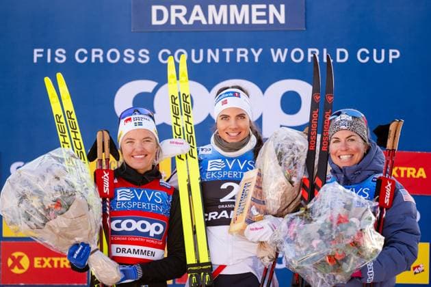 Bilder des Jahres 2024, Sport 03 März Sport Themen der Woche KW11 Sport Bilder des Tages 240312 Linn Svahn of Sweden, Kristine Stavas Skistad of Norway and Rosie Brennan of United States celebrate on the podium after the women s classic technique sprint final during the FIS Cross-Country World Cup on March 12, 2024 in Drammen. Photo: Mathias Bergeld BILDBYRAN kod MB MB0886 skidor cross-country skiing langrenn världscupen fis cross country world cup sprint dam bbeng women kvinner jubel *** 240312 Linn Svahn of Sweden, Kristine Stavas Skistad of Norway and Rosie Brennan of United States celebrate on the podium after the women s classic technique sprint final during the FIS Cross Country World Cup on March 12, 2024 in Drammen Photo Mathias Bergeld BILDBYRAN kod MB MB0886 skidor cross country skiing langrenn världscupen fis cross country world cup sprint dam bbeng women kvinner jubel  Copyright: MATHIASxBERGELD BB240312MB249