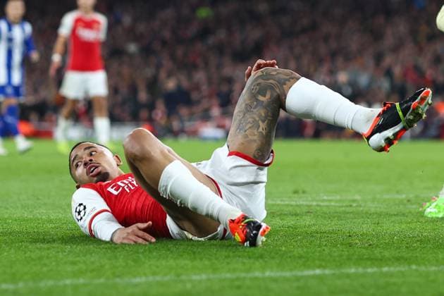 Arsenal v Porto 12 March 2024, London - UEFA Champion™s League, Round of Sixteen, Second Leg - Arsenal v Porto - Gabriel Jesus of Arsenal - Photo: Charlotte Wilson Offside. London UK Copyright: xCharlottexWilsonx xOffsidexOffside