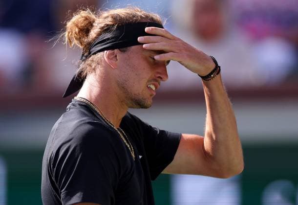 Alexander Zverev of Germany frustrated BNP Paribas Open, Tennis, Day 7, Indian Wells Tennis Garden, California, USA - 12 Mar 2024  Copyright: xEllaxLing Shutterstockx 14386170ab