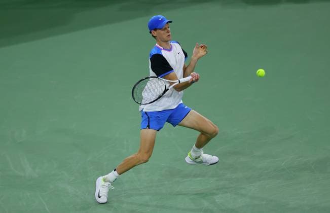 Jannik Sinner of Italy in action BNP Paribas Open, Tennis, Day 7, Indian Wells Tennis Garden, California, USA - 12 Mar 2024  Copyright: xEllaxLing Shutterstockx 14386170br