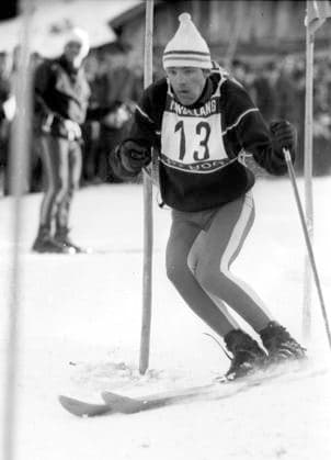Spezialslalom der Herren in Hindelang 06.01.1964 Jean-Claude Killy (Frankreich) in Aktion *** Mens special slalom in Hindelang 06 01 1964 Jean Claude Killy France in action HM
