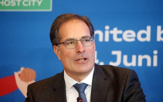 13.03.24 PK UEFA EURO, EM, Europameisterschaft,Fussball 2024 Stuttgart Deutschland, Stuttgart, 13.03.2024, Fussball, Pressekonferenz UEFA Euro 2024: Dr. Clemens Maier (Bürgermeister Sicherheit, Ordnung und Stadt Stuttgart).