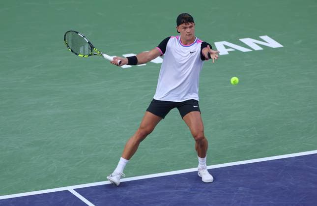 Holger Rune of Denmark in action BNP Paribas Open, Tennis, Day 8, Indian Wells Tennis Garden, California, USA - 13 Mar 2024  Copyright: xEllaxLing Shutterstockx 14386171el