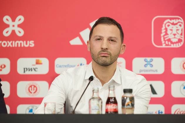 PC Tedesco Domenico head coach of Belgium LOUVAIN-LA-NEUVE, BELGIUM - MARCH 14 : Tedesco Domenico head coach of Belgium during a press conference, PK, Pressekonferenz about new red devils shirts on March 14, 2024 in Louvain-La-Neuve, Belgium, 14 03 2024 Louvain-La-Neuve Belgium  Copyright: xVincentxDuternex