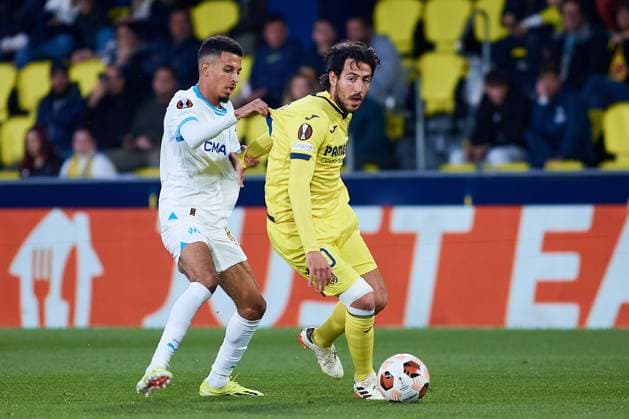 March 14, 2024: Dani Parejo (R) of Villarreal competes for the ball with Azzedine Ounahi of Olympique de Marseille during the UEFA Europa League, Round of 16, football match played between Villarreal CF and Olympique de Marseille at Estadio de la Ceramica on March 14, 2024, in Villarreal, Spain. - ZUMAa181 20240314_zaa_a181_018 Copyright: xDavidxAliagax